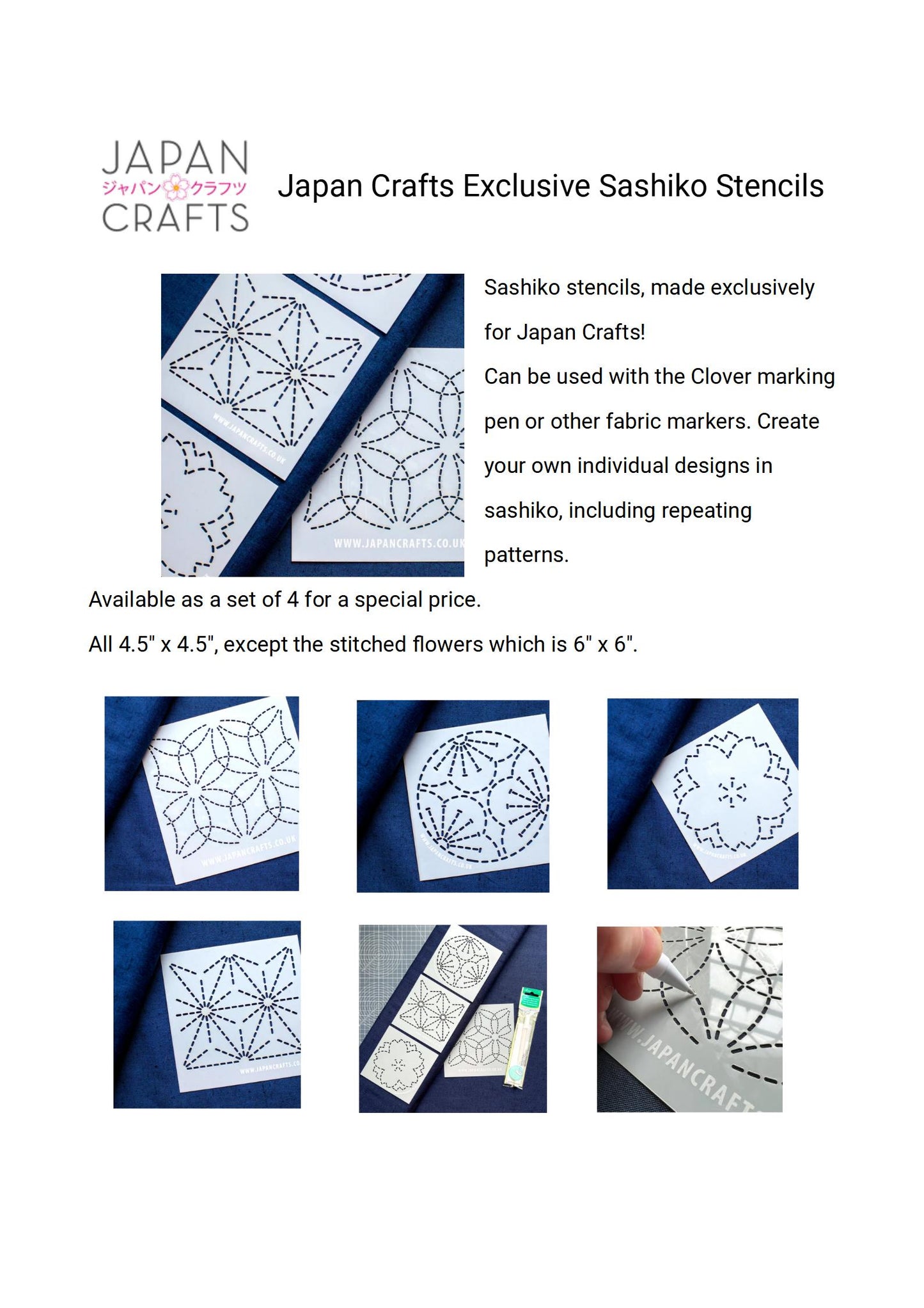 Japan Crafts Sashiko Stencil Set